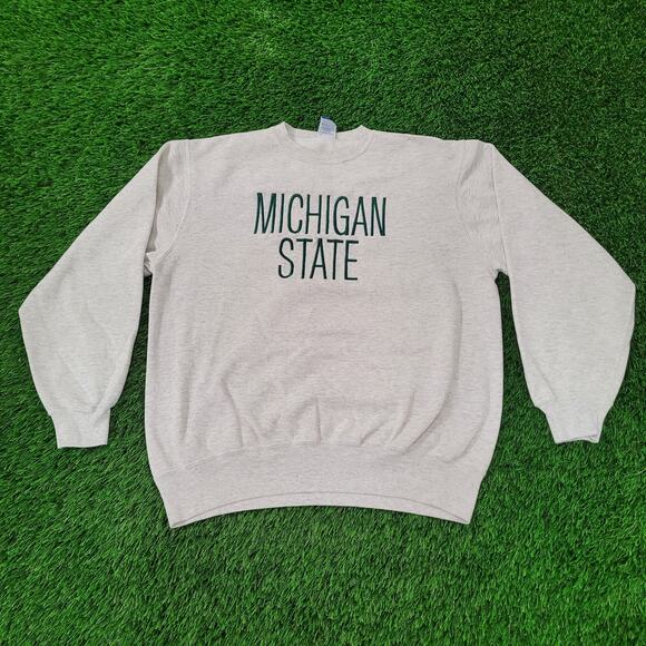 Vintage 90s Champion MSU Michigan-State Sweatshirt XL 25x27 Gray - Picture 1 of 14